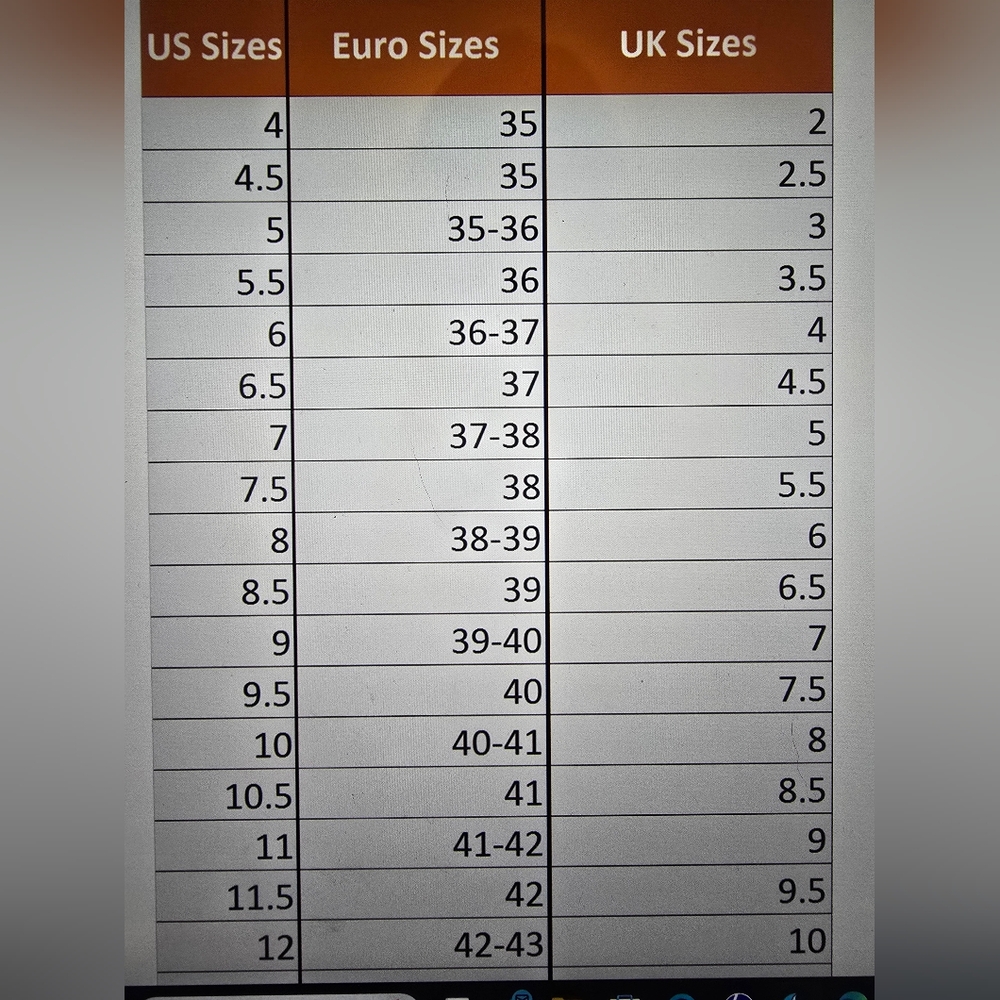 REFERENCE ONLY NOT FOR SALE European Shoe Size Conversion Reference
